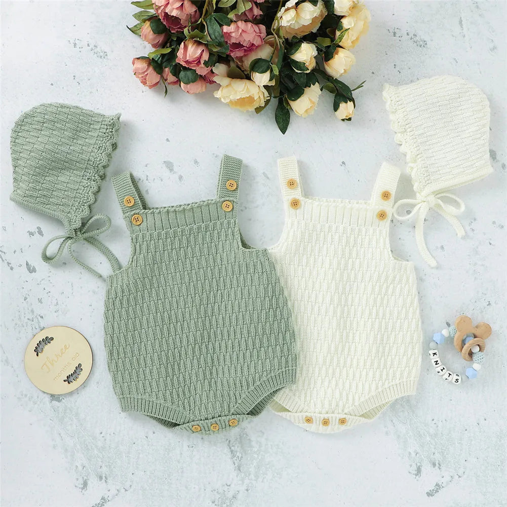 Conjunto de Pelele Tejido + Sombrero - Estilo Clásico y Confortable